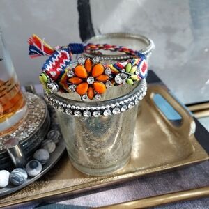 Multicolor Bracelet with Orange Flower